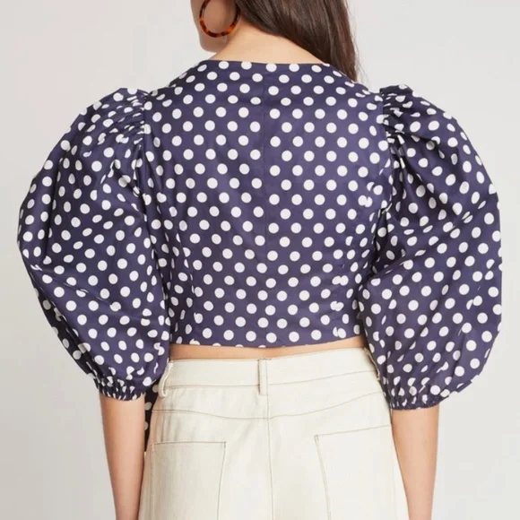 1160 NWT Choosy Infinity Wrap Top – Size Small – Navy/White Polka Dot - Picture 9 of 13